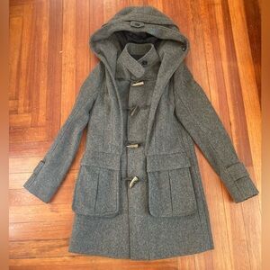 All Saints gray Hooded Toggle Coat